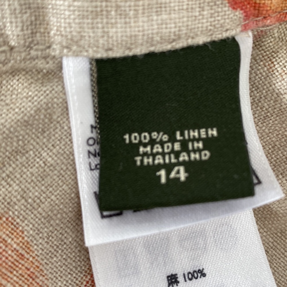 Eddie Bauer 100% linen wrap skirt midi pink &melon flowered tan pattern - Picture 7 of 12